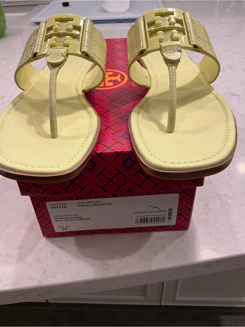 Tory Burch Lemon Yellow Logo Thong Sandals